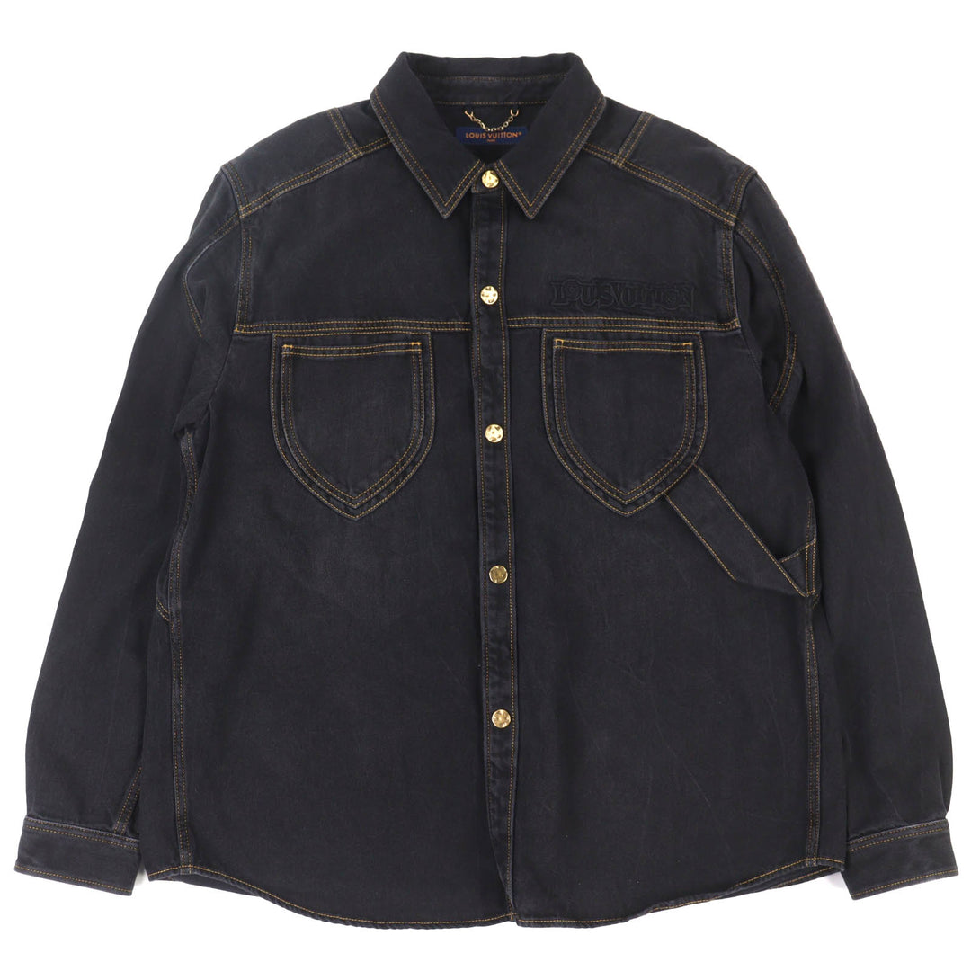 Great LOUIS VUITTON Denim work jacket with embroidered logo XXL
