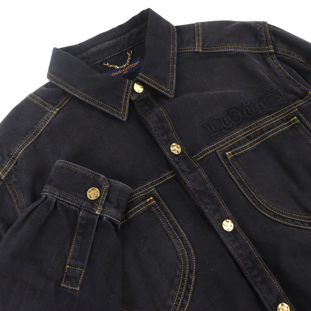 Great LOUIS VUITTON Denim work jacket with embroidered logo XXL