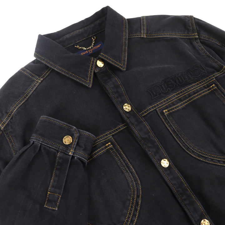 Great LOUIS VUITTON Denim work jacket with embroidered logo XXL