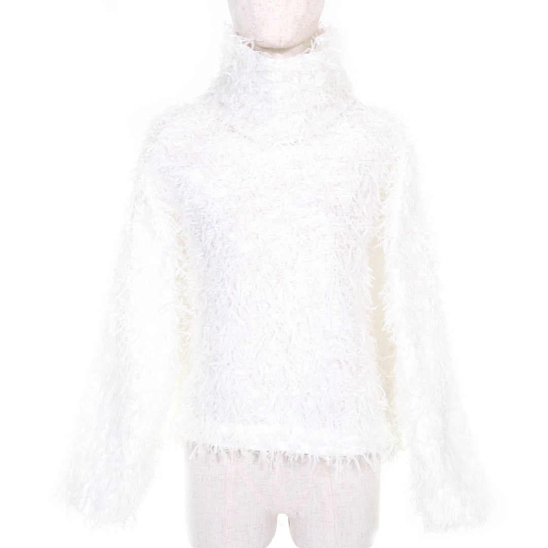 Excellent ISSEY MIYAKE pullover SHAGGY Shaggy white Nylon Women 2 IM03FJ081