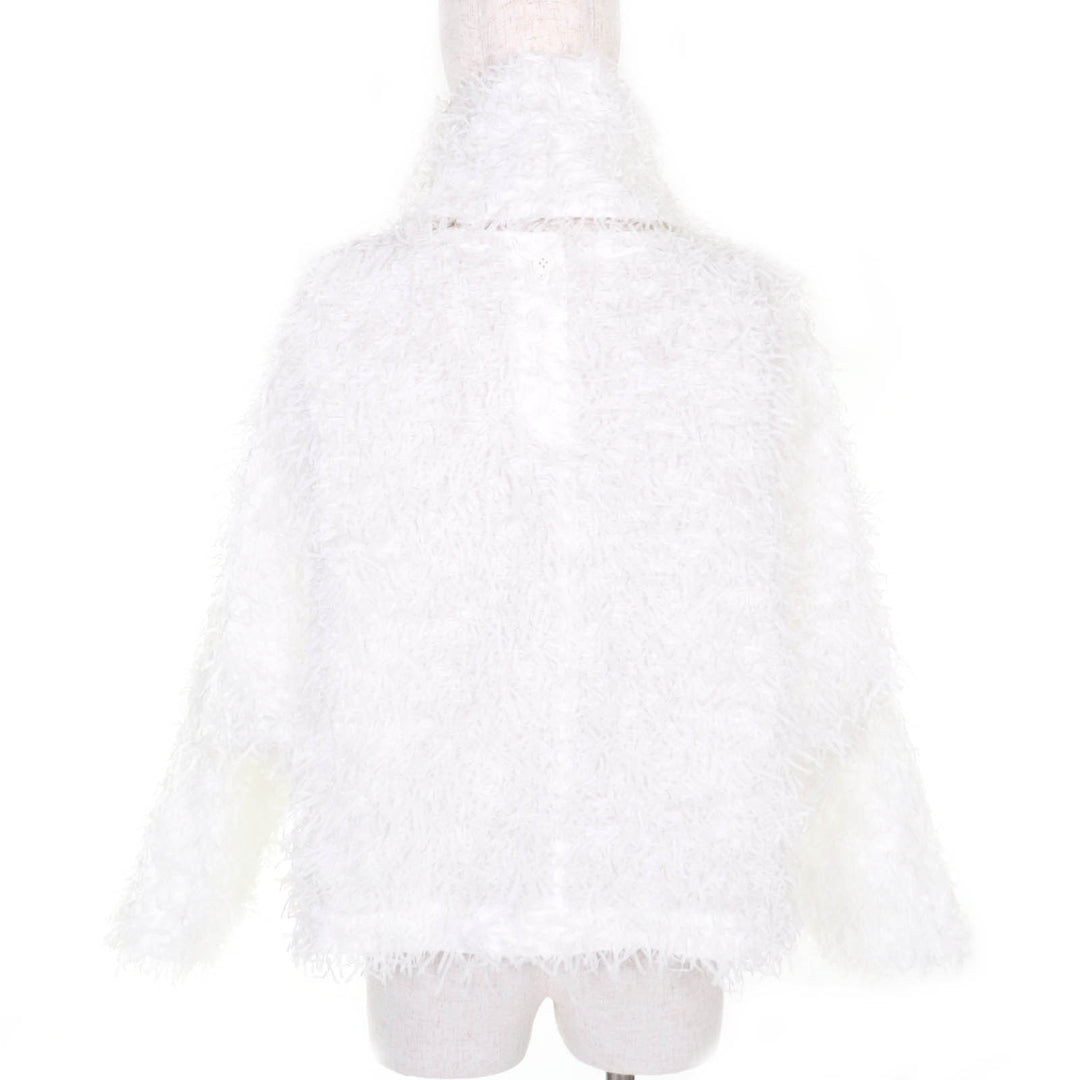 Excellent ISSEY MIYAKE pullover SHAGGY Shaggy white Nylon Women 2 IM03FJ081