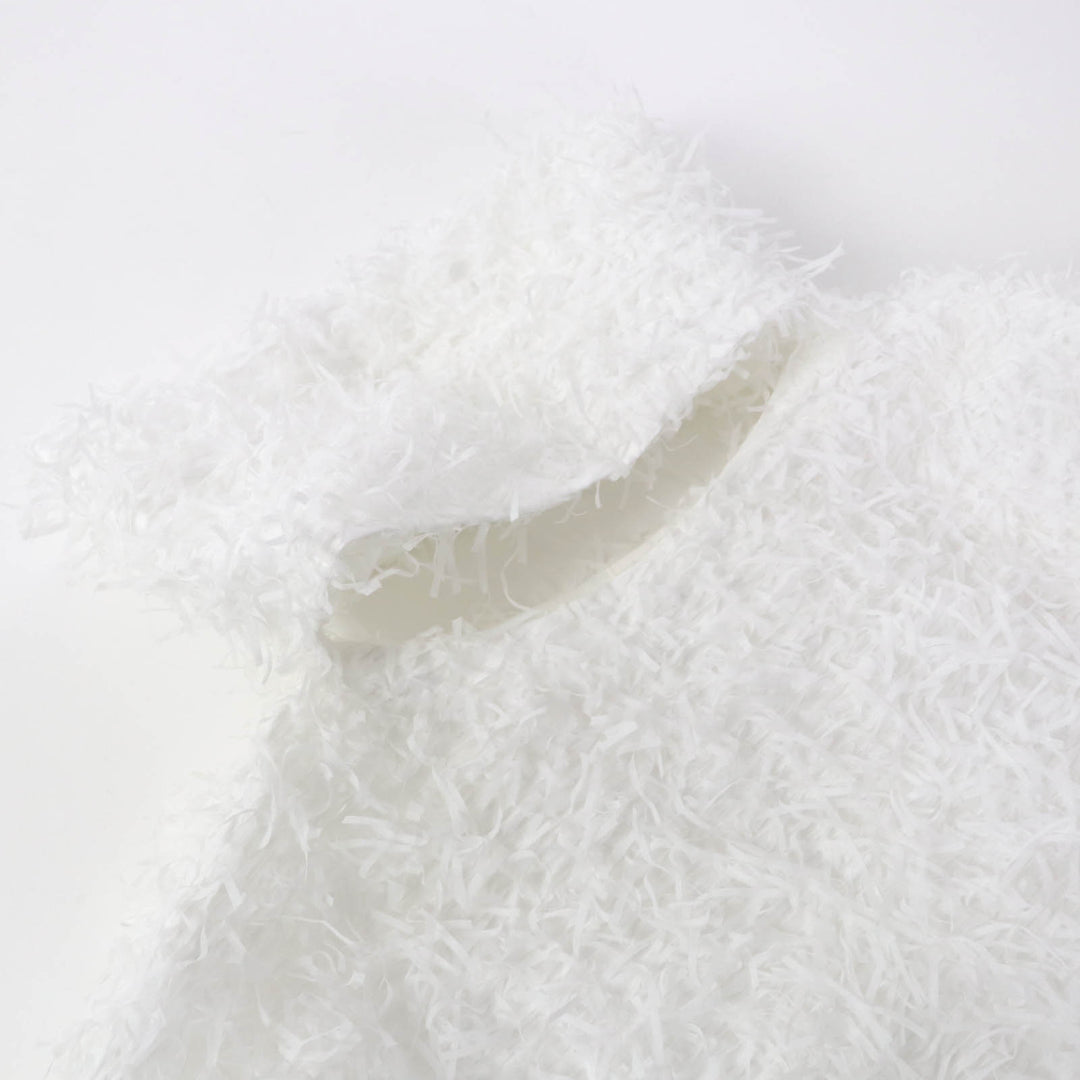 Excellent ISSEY MIYAKE pullover SHAGGY Shaggy white Nylon Women 2 IM03FJ081