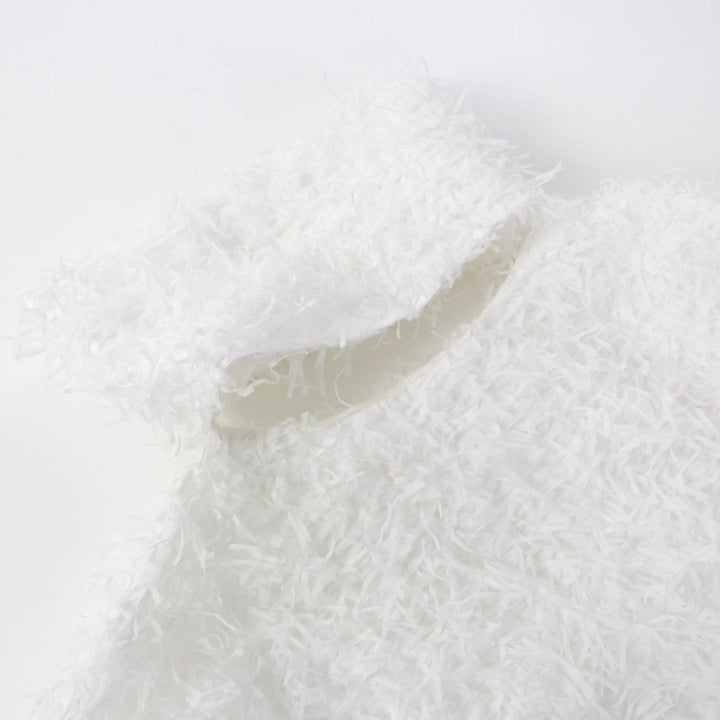 Excellent ISSEY MIYAKE pullover SHAGGY Shaggy white Nylon Women 2 IM03FJ081