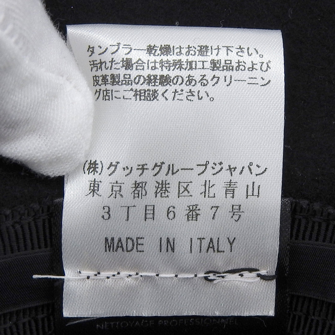 Excellent GUCCI hat black wool mens L 323166