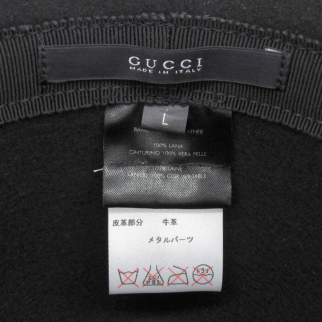 Excellent GUCCI hat black wool mens L 323166