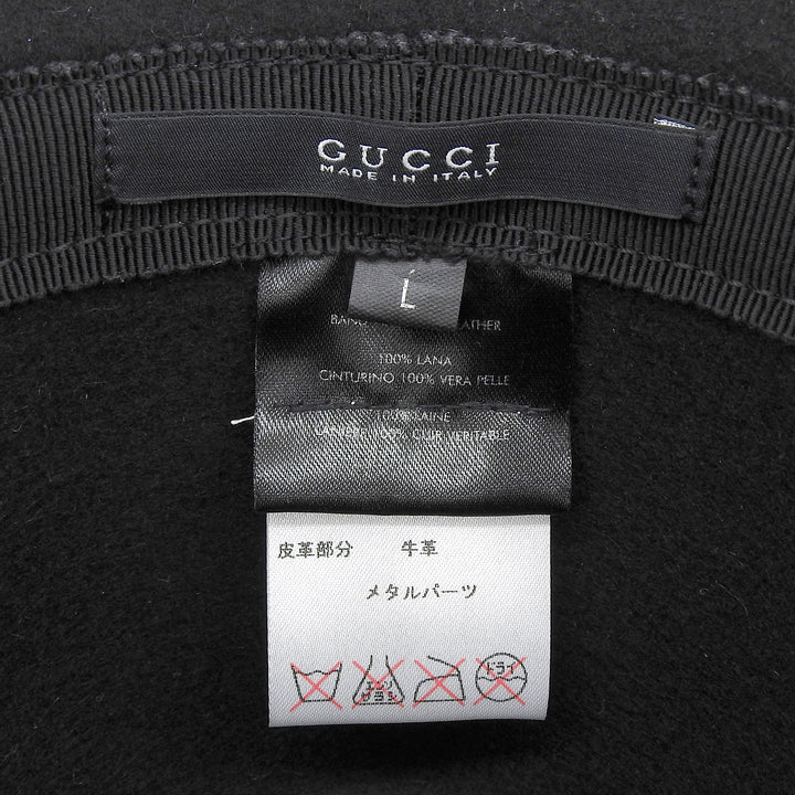 Excellent GUCCI hat black wool mens L 323166