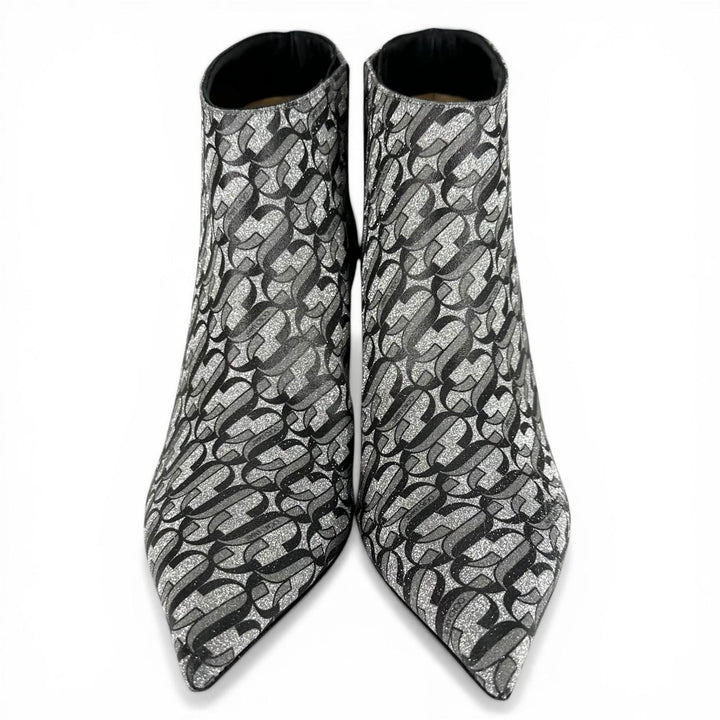 Excellent JIMMY CHOO Ankle boots MARINDA 65 Monogram Silver Women 37.5