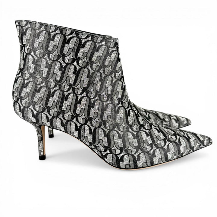 Excellent JIMMY CHOO Ankle boots MARINDA 65 Monogram Silver Women 37.5