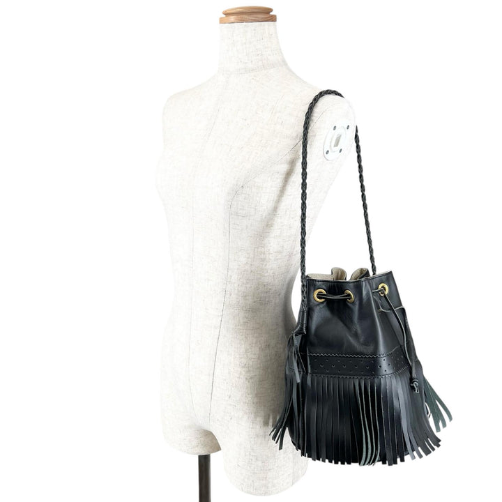 Great J&M Davidson Shoulder Bag Carnival Fringe black leather Women