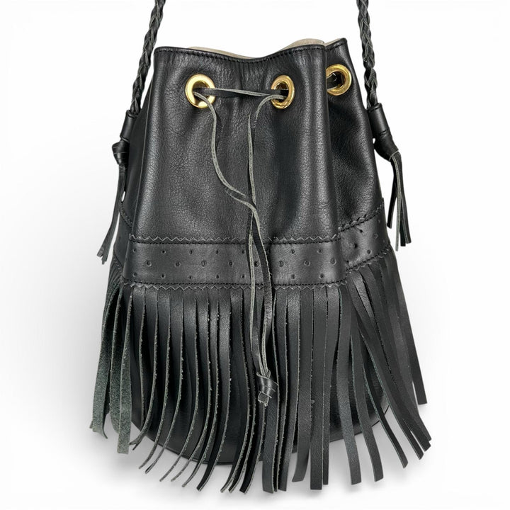 Great J&M Davidson Shoulder Bag Carnival Fringe black leather Women