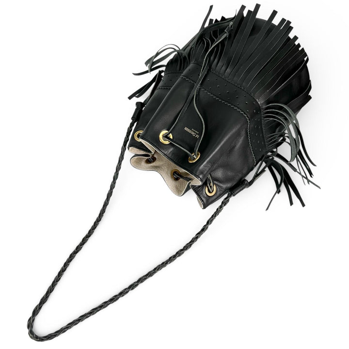 Great J&M Davidson Shoulder Bag Carnival Fringe black leather Women
