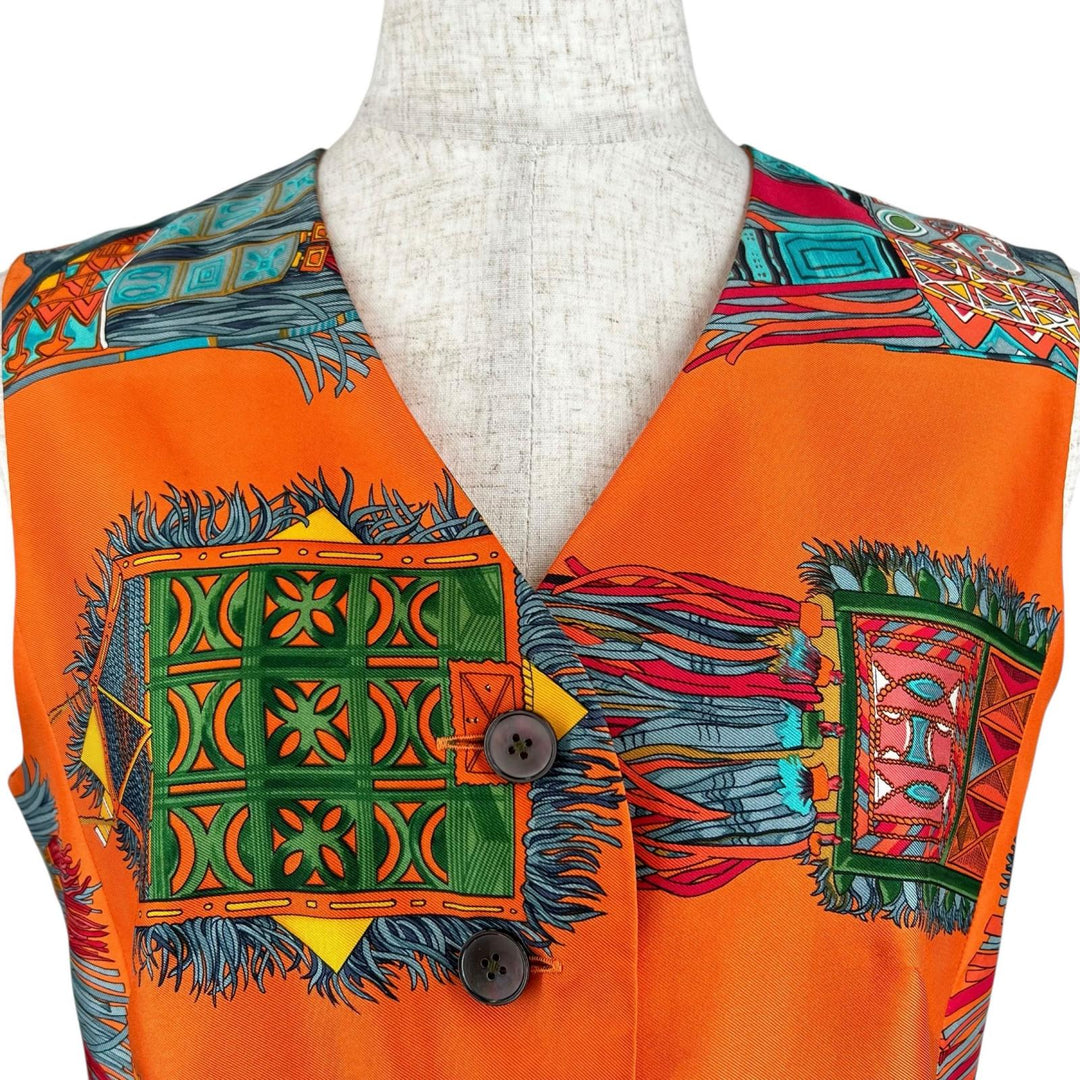 Excellent HERMES Best Total pattern print multicolor silk Women 38