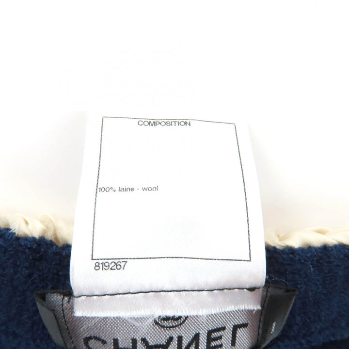 Great CHANEL knit COCO Mark Button Long Sleeve Navy wool Women 36 P53333