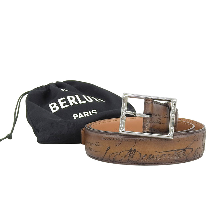 Great BERLUTI belt Brown leather mens