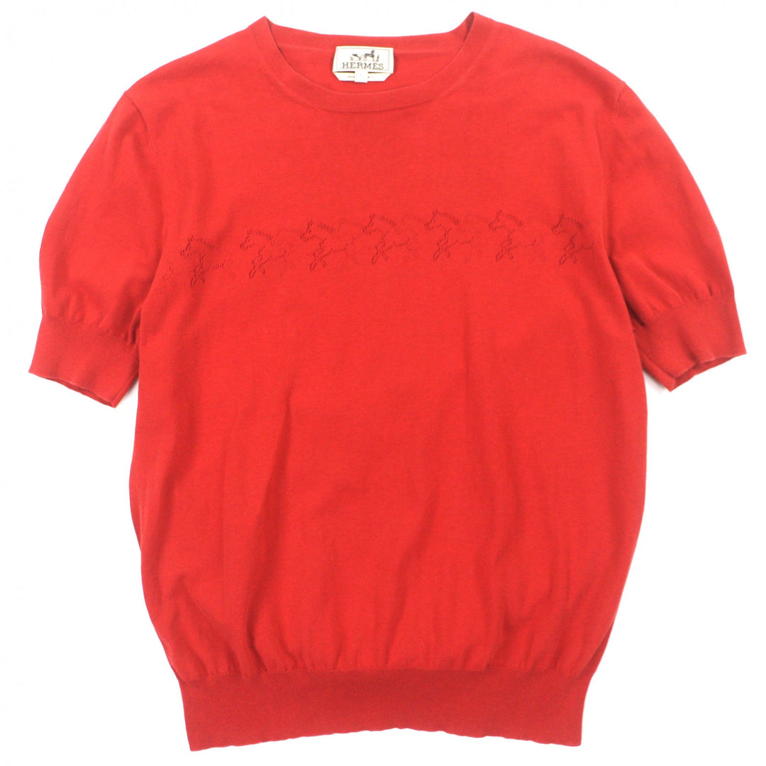 Excellent HERMES Short sleeve knit Red cotton mens S