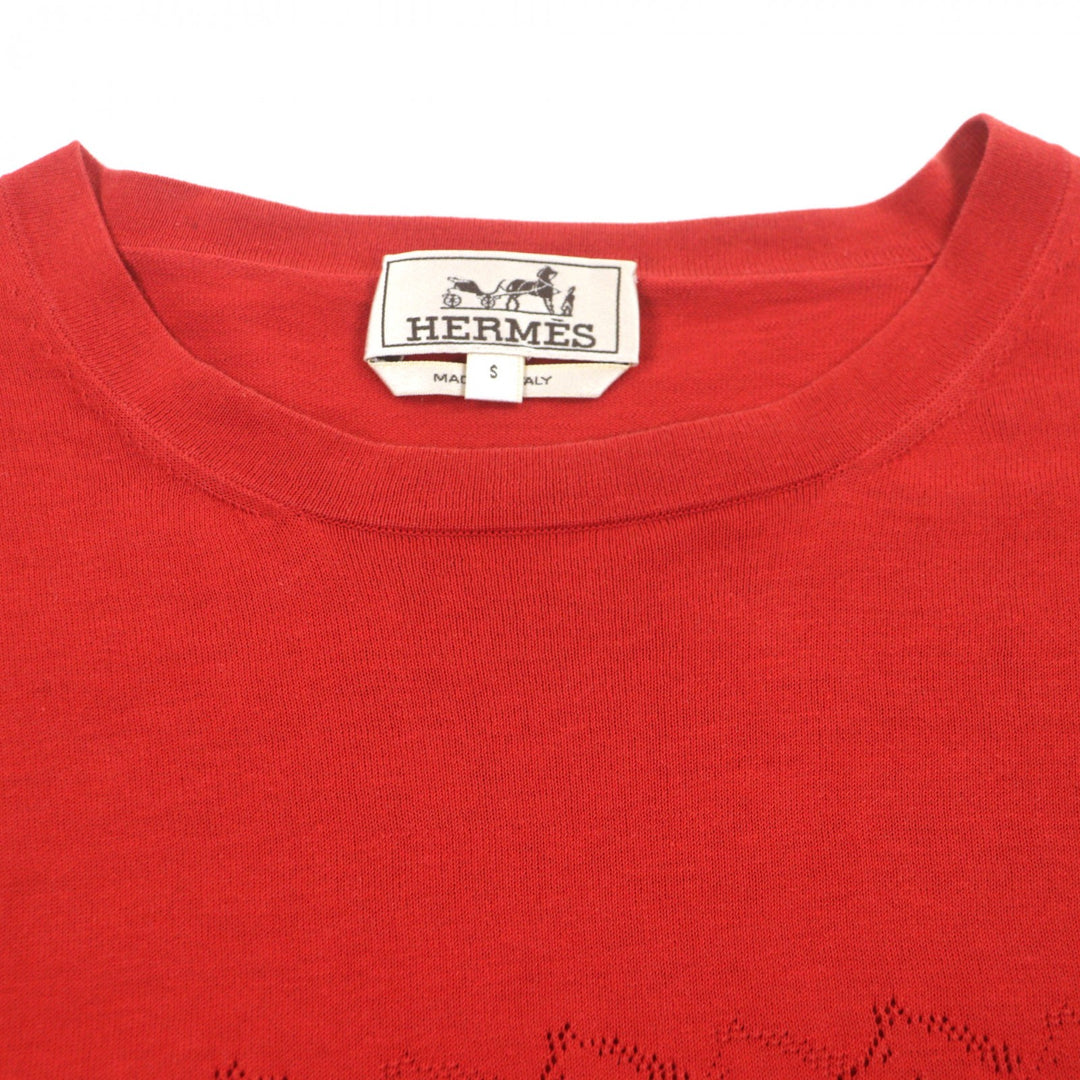 Excellent HERMES Short sleeve knit Red cotton mens S