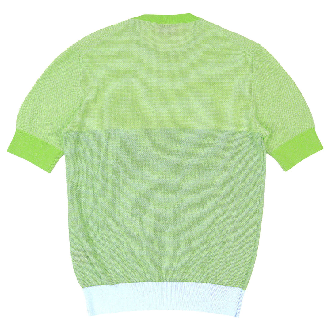 Excellent HERMES Short sleeve knit Crew neck two-tone Light green cotton mens XS