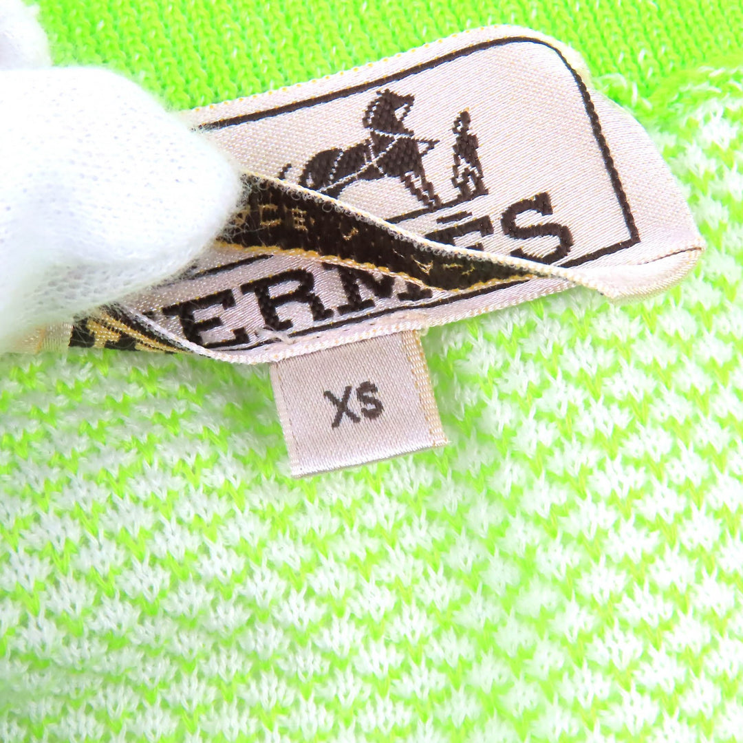 Excellent HERMES Short sleeve knit Crew neck two-tone Light green cotton mens XS