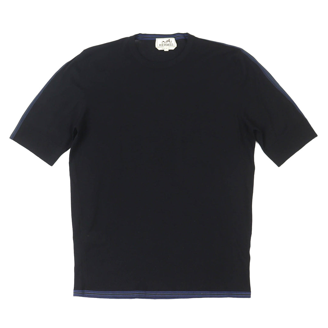 Excellent HERMES Short sleeve knit Crew neck black wool mens XS