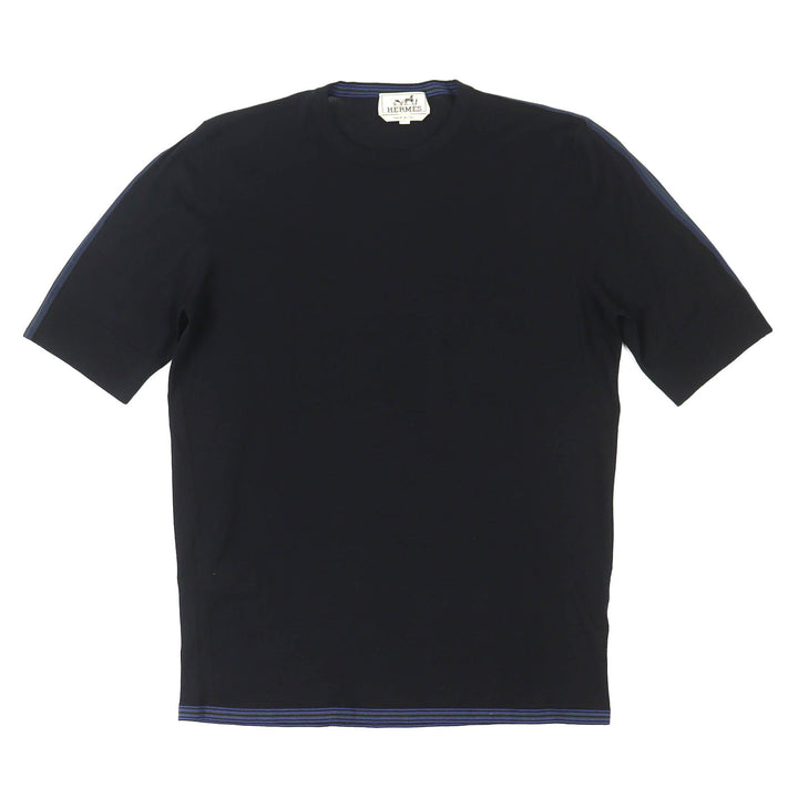 Excellent HERMES Short sleeve knit Crew neck black wool mens XS