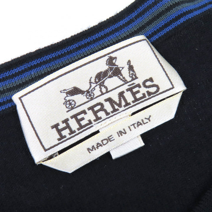 Excellent HERMES Short sleeve knit Crew neck black wool mens XS