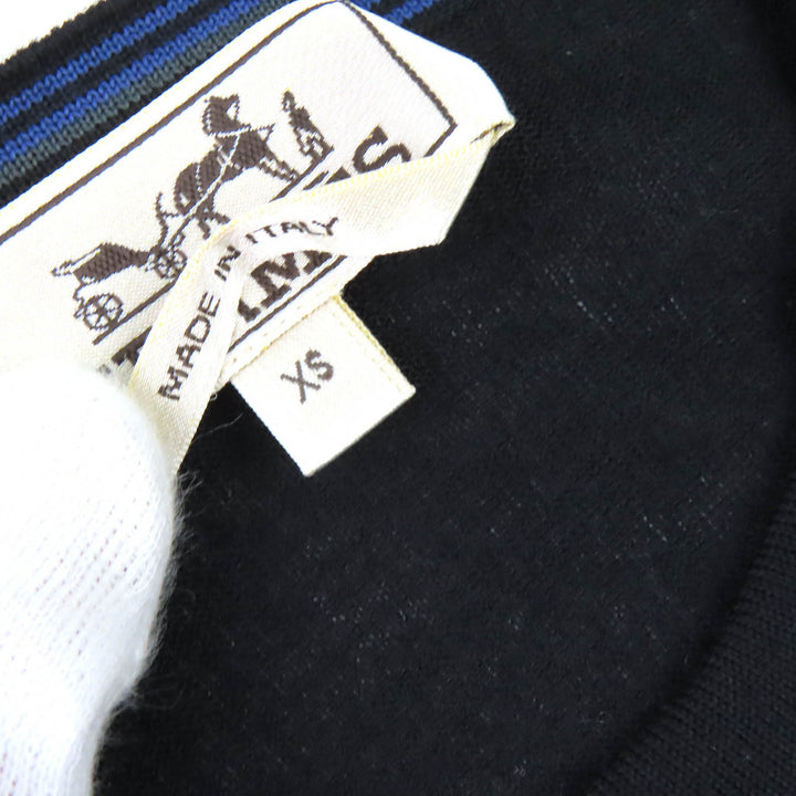 Excellent HERMES Short sleeve knit Crew neck black wool mens XS