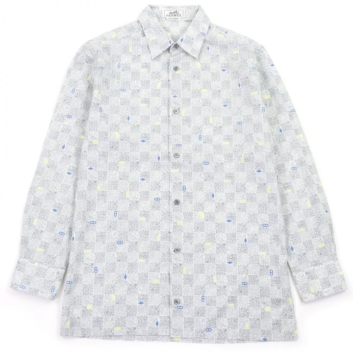 Excellent HERMES Long sleeve shirt Cuff Serie Button Chaine d'Ancre Gray 38