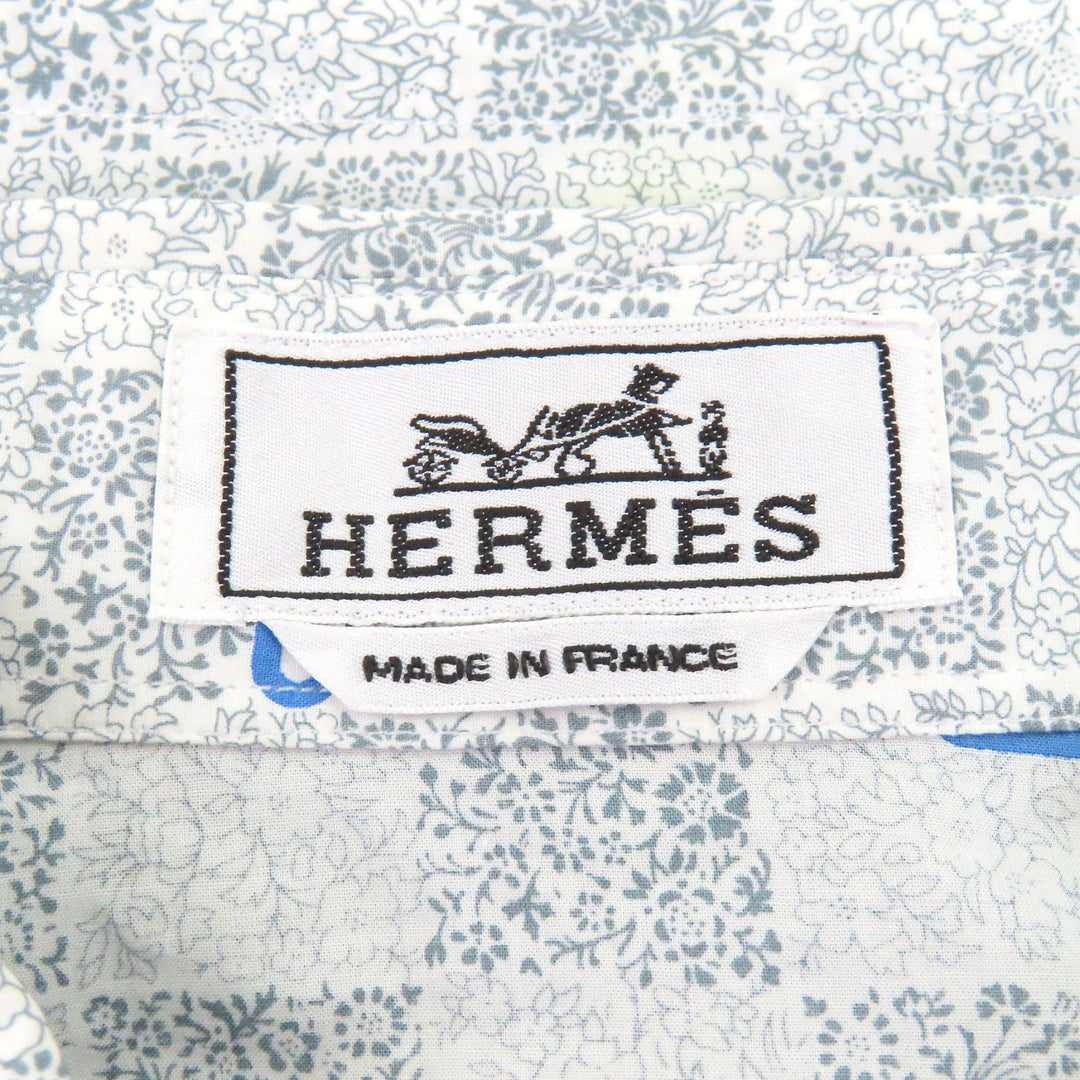 Excellent HERMES Long sleeve shirt Cuff Serie Button Chaine d'Ancre Gray 38