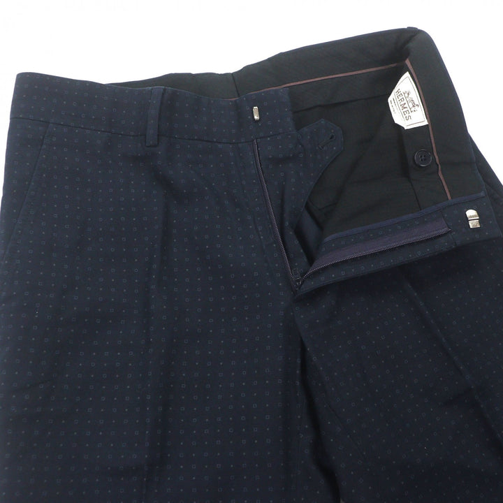 Excellent HERMES Pants full pattern slacks Navy cotton mens 38