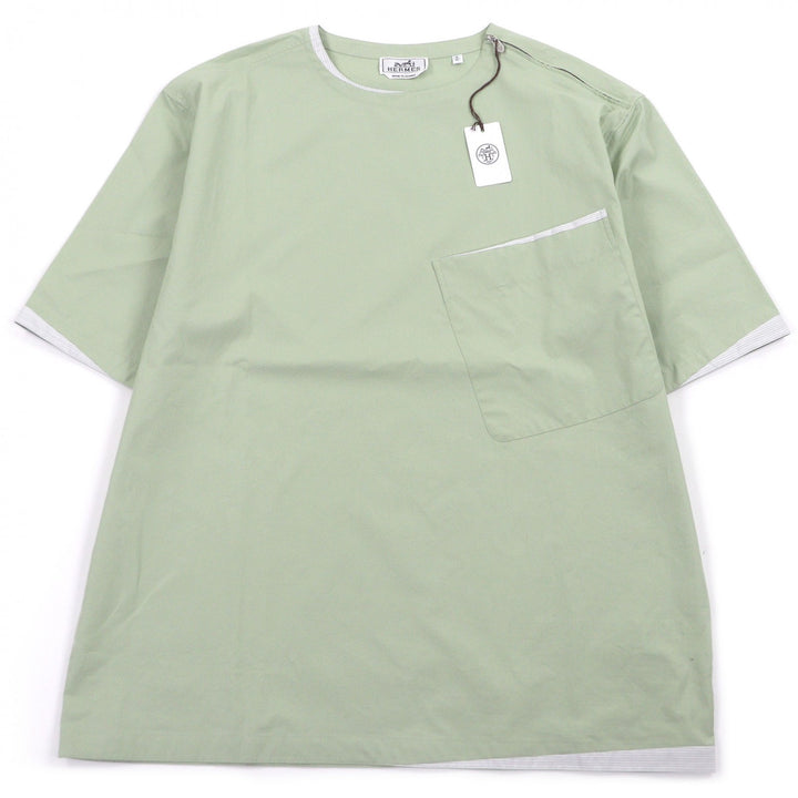 Pristine HERMES T-shirt Zip design Light green cotton mens 41