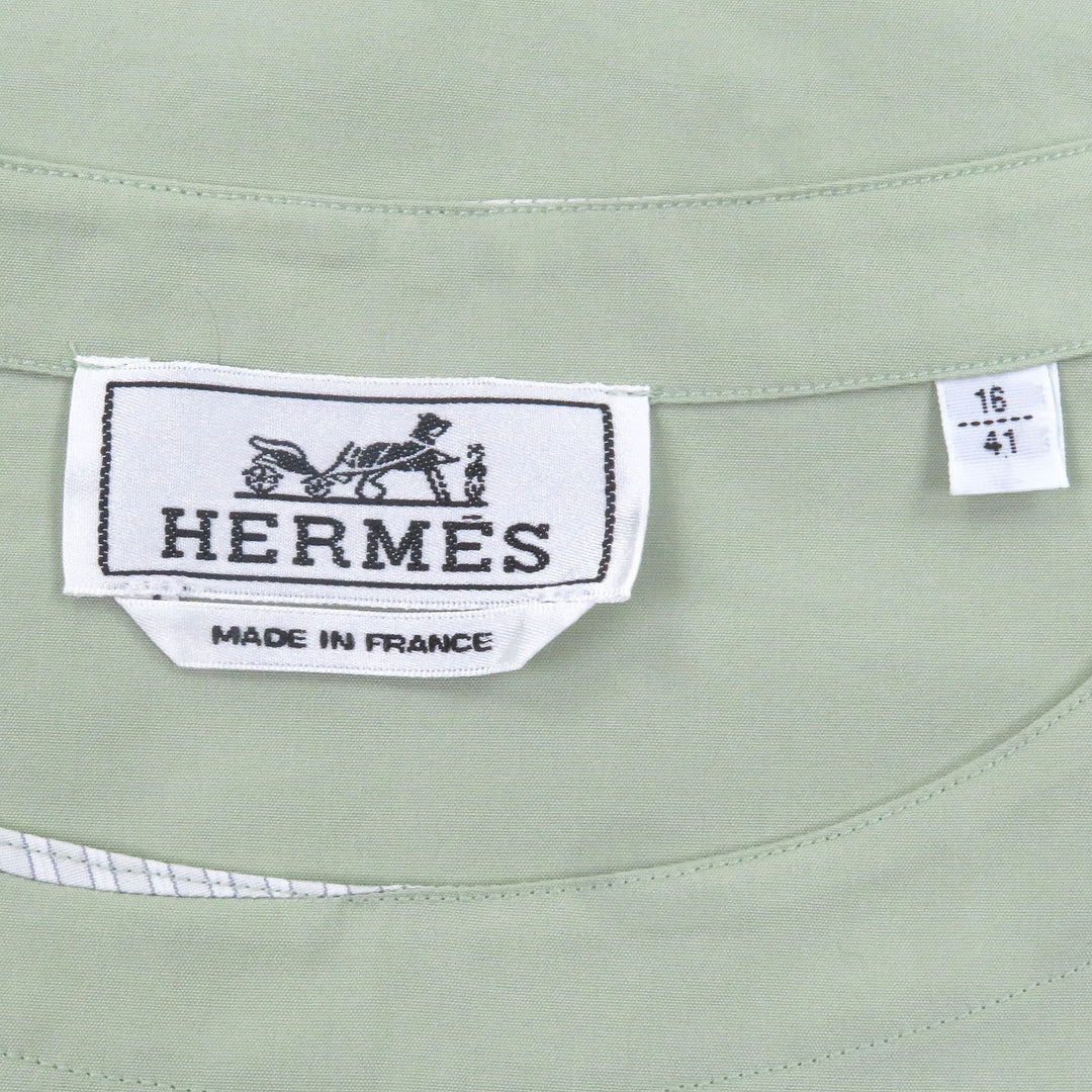 Pristine HERMES T-shirt Zip design Light green cotton mens 41