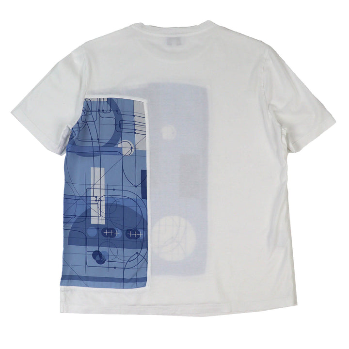 Excellent HERMES Short sleeve T-shirt Crew neck silk print docking white L