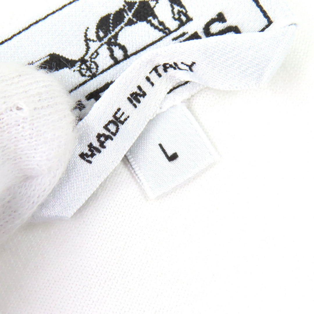 Excellent HERMES Short sleeve T-shirt Crew neck silk print docking white L