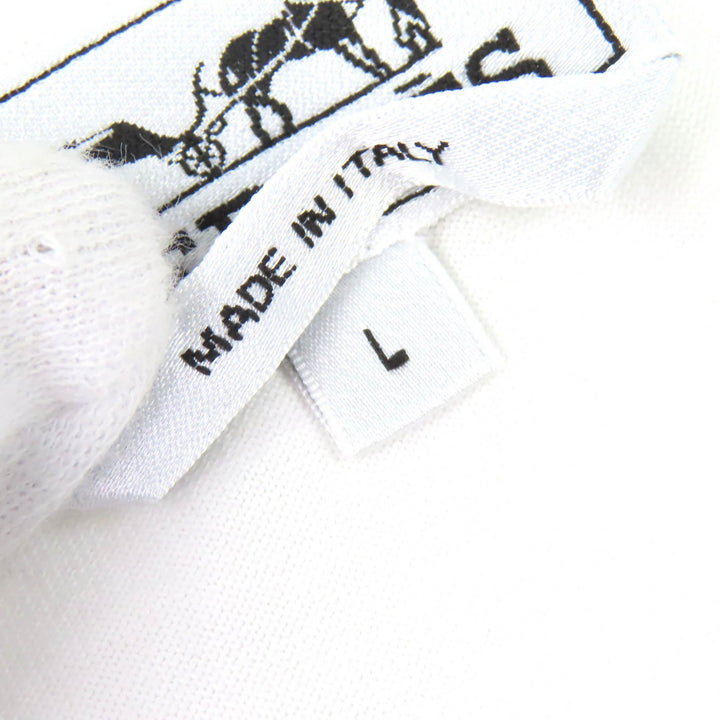 Excellent HERMES Short sleeve T-shirt Crew neck silk print docking white L