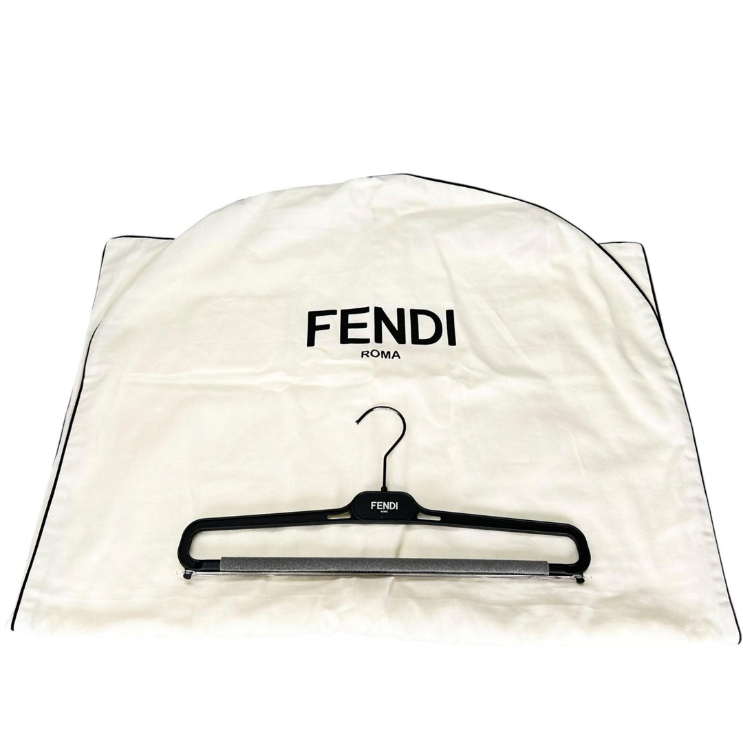 Excellent FENDI Long sleeve shirt Logo button Zucca Pattern white cotton mens