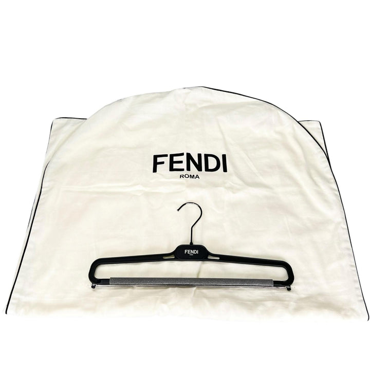 Excellent FENDI Long sleeve shirt Logo button Zucca Pattern white cotton mens
