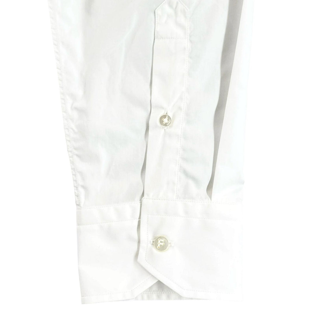 Excellent FENDI Long sleeve shirt Logo button Zucca Pattern white cotton mens