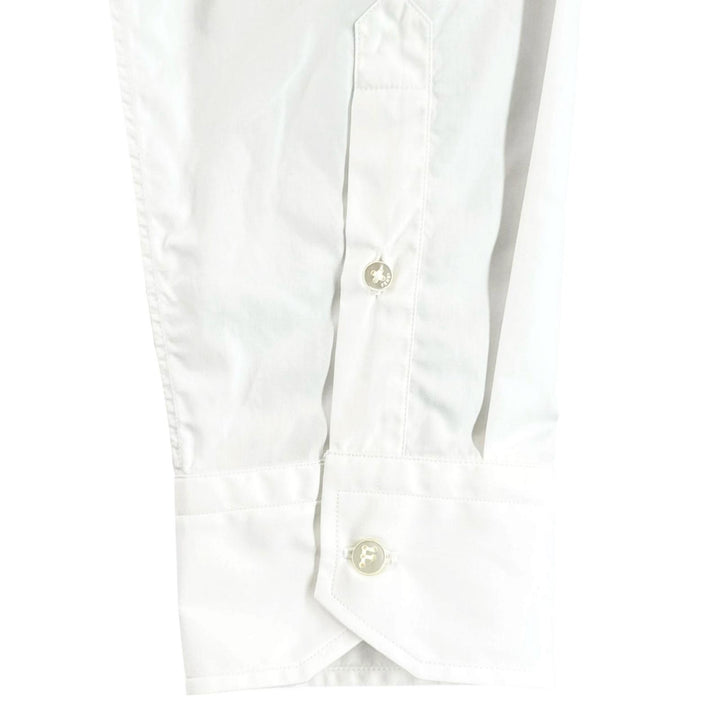Excellent FENDI Long sleeve shirt Logo button Zucca Pattern white cotton mens