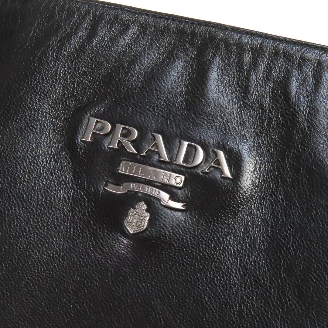 Great PRADA Knee-high boots Logo Metal Side Zip Leather black leather Women