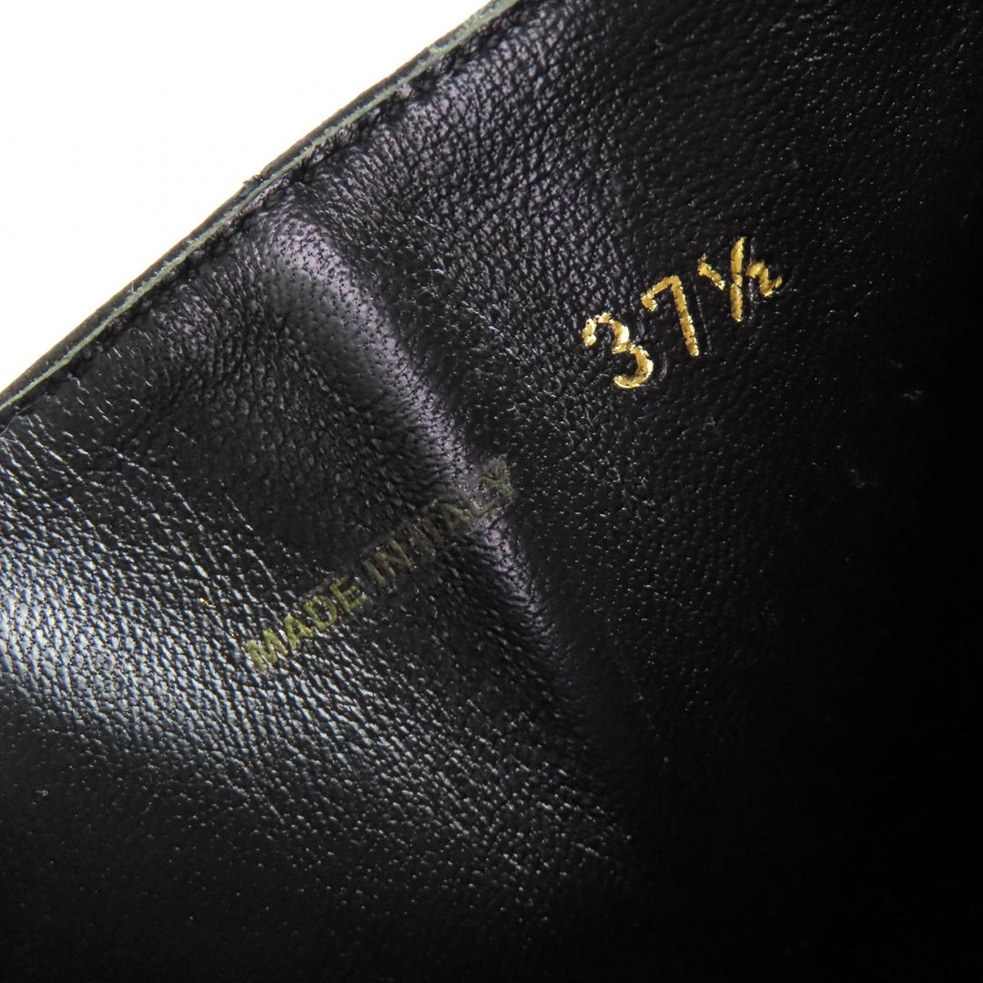 Great PRADA Knee-high boots Logo Metal Side Zip Leather black leather Women