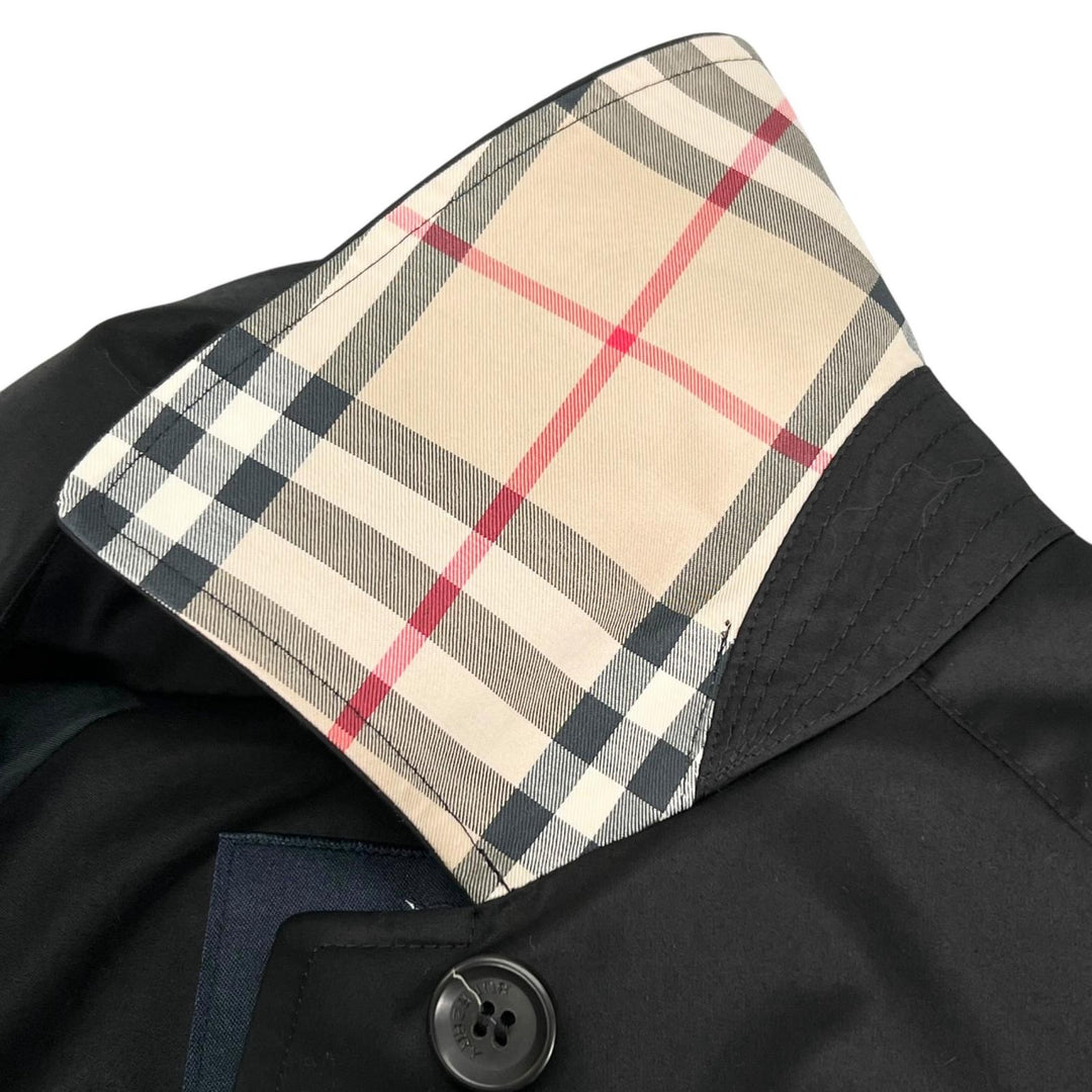 Great BURBERRY LONDON coat Nova check collar lining black cotton Women 11