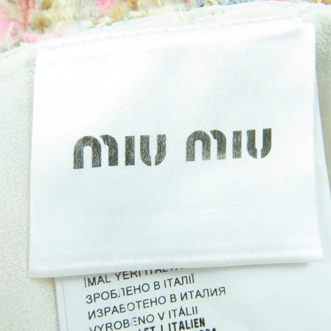 Great MIUMIU Mini skirt Tweed Pleated multicolor Virgin wool Women 38 MG921