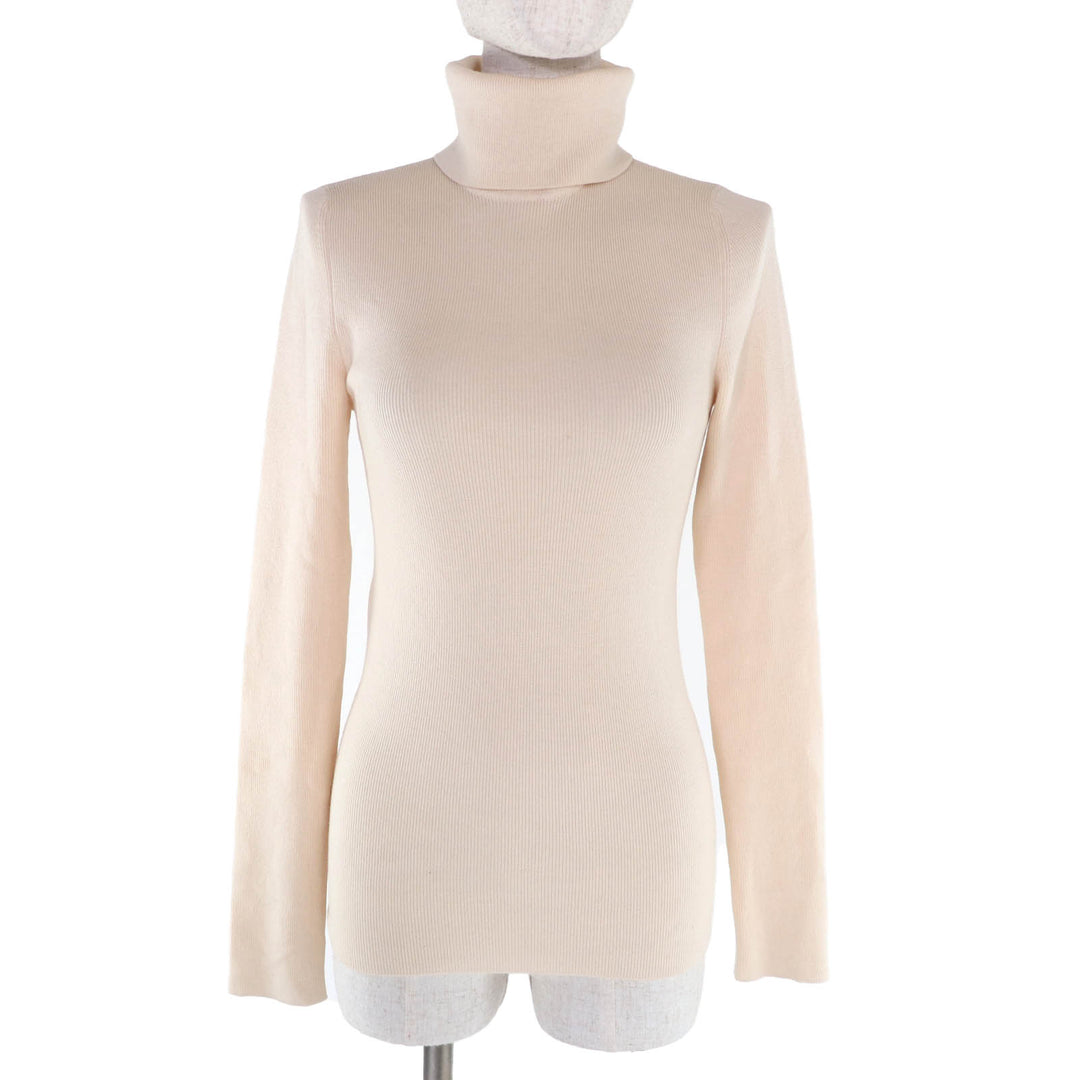 Great GUCCI knit GG logo turtleneck long sleeve wool Ivory wool Women M 467680