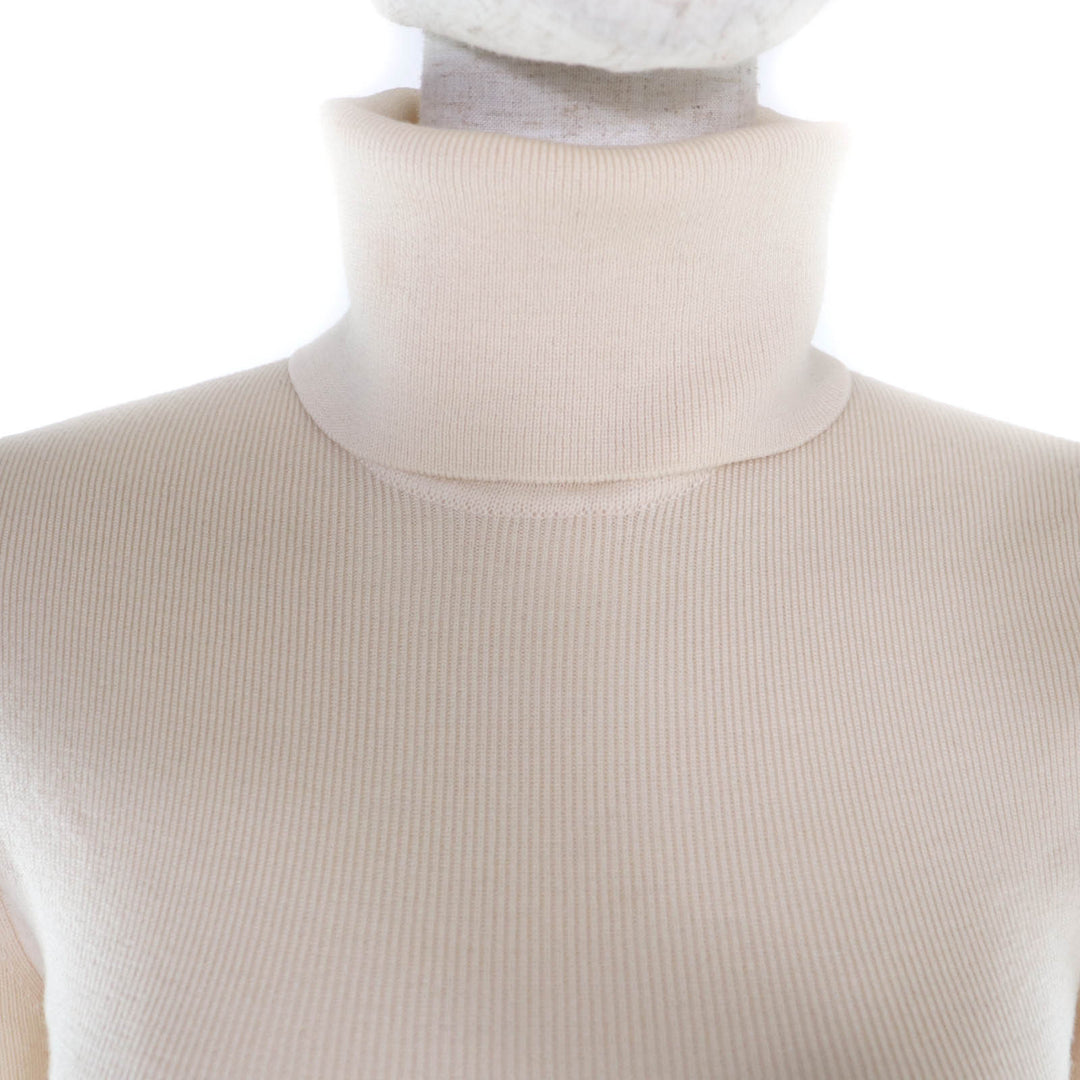 Great GUCCI knit GG logo turtleneck long sleeve wool Ivory wool Women M 467680