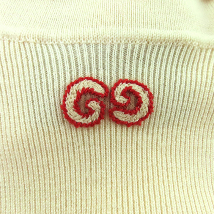 Great GUCCI knit GG logo turtleneck long sleeve wool Ivory wool Women M 467680