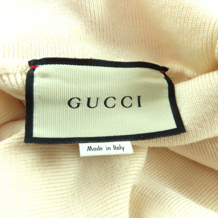 Great GUCCI knit GG logo turtleneck long sleeve wool Ivory wool Women M 467680