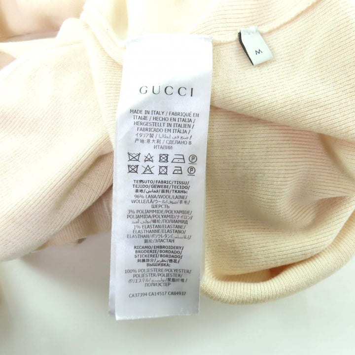 Great GUCCI knit GG logo turtleneck long sleeve wool Ivory wool Women M 467680