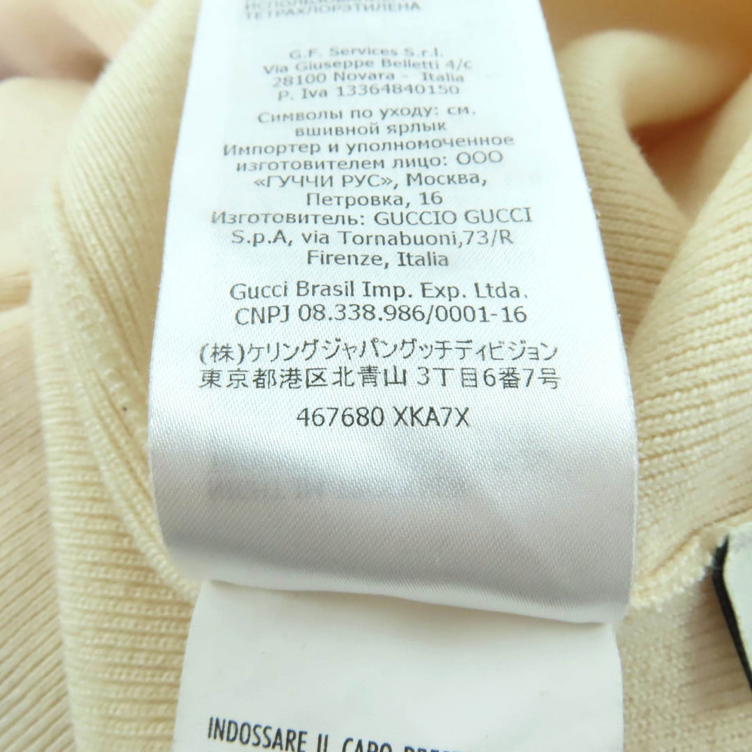 Great GUCCI knit GG logo turtleneck long sleeve wool Ivory wool Women M 467680