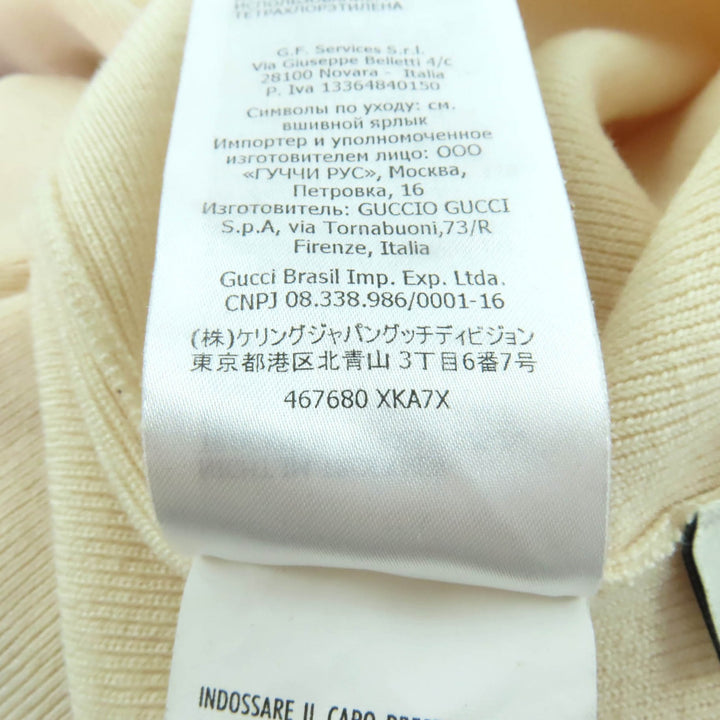 Great GUCCI knit GG logo turtleneck long sleeve wool Ivory wool Women M 467680
