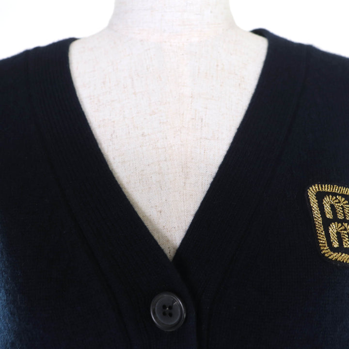 Excellent MIUMIU cardigan Logo patch cropped long sleeve knit cashmere 36 MMF865